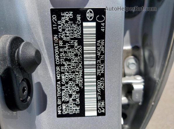 JTDEPMAE0MJ157563 2021 TOYOTA COROLLA Silver 