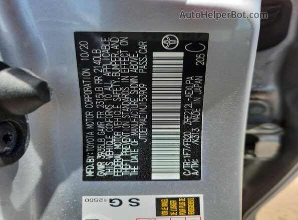 JTDEPMAE1MJ153909 2021 TOYOTA COROLLA Silver Engine compartment view
