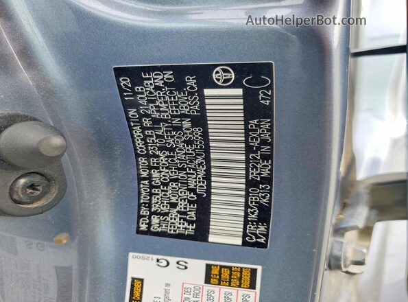 JTDEPMAE3MJ155998 2021 TOYOTA COROLLA Gray Vista del compartimento del motor