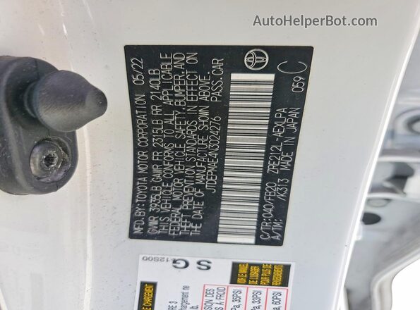 JTDEPMAE4N3024276 2022 TOYOTA COROLLA White Շարժիչի բաժամունքի տեսք