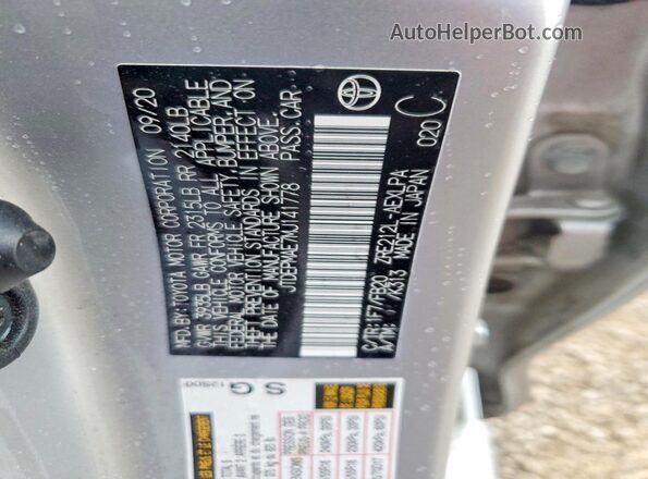 JTDEPMAE7MJ141778 2021 TOYOTA COROLLA Silver Engine compartment view