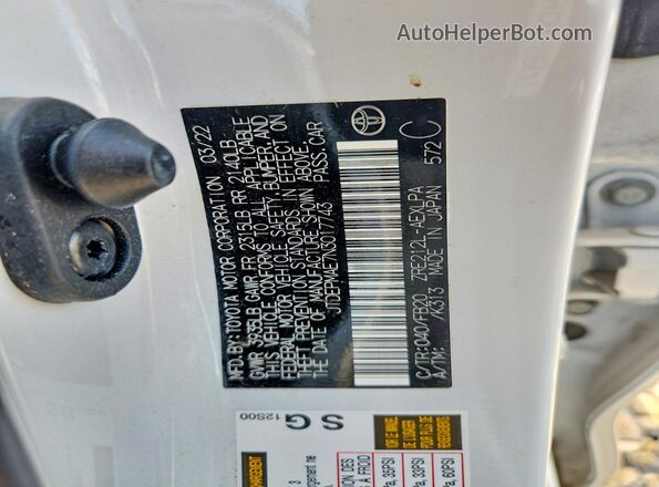JTDEPMAE7N3017743 2022 TOYOTA COROLLA White Widok komory silnika