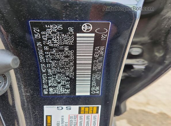 JTDEPMAE9MJ186995 2021 TOYOTA COROLLA Black ძრავის განყოფილების ხედი
