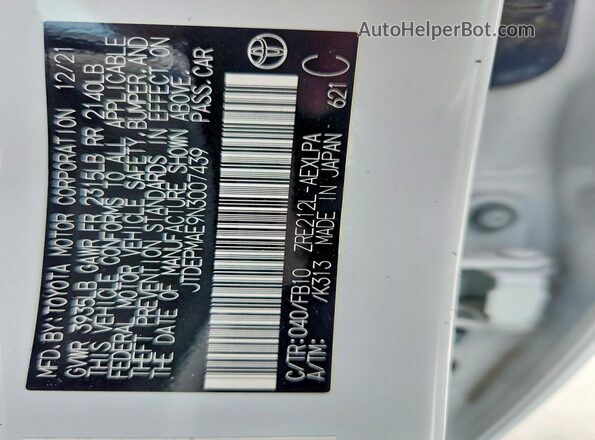 JTDEPMAE9N3007439 2022 TOYOTA COROLLA White Widok komory silnika