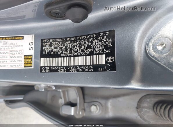 JTDEPMAEXMJ170238 2021 TOYOTA COROLLA Light Blue Вид подкапотного пространства