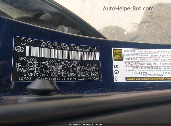JTDEPMAEXNJ199921 2022 TOYOTA COROLLA Blue ძრავის განყოფილების ხედი