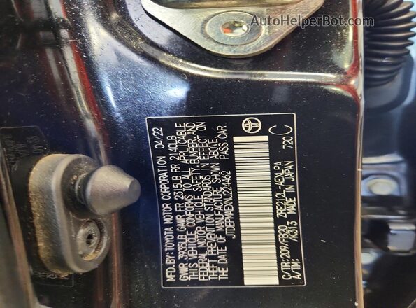 JTDEPMAEXNJ224462 2022 TOYOTA COROLLA Black ძრავის განყოფილების ხედი