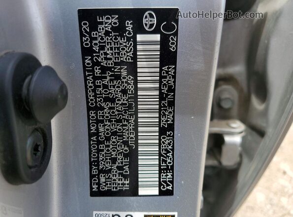 JTDEPRAE1LJ115849 2020 TOYOTA COROLLA Silver 
