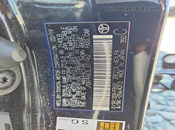 JTDEPRAE3LJ011962 2020 TOYOTA COROLLA Black 