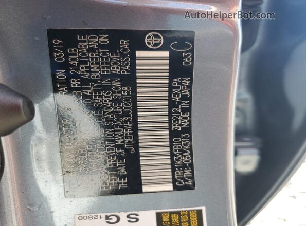 JTDEPRAE3LJ020158 2020 TOYOTA COROLLA Blue Widok komory silnika