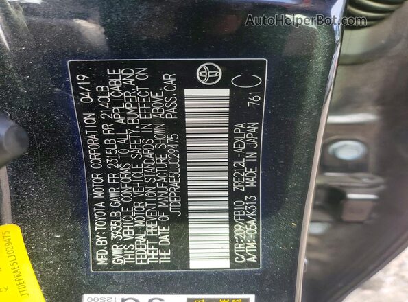 JTDEPRAE5LJ029475 2020 TOYOTA COROLLA Black Widok komory silnika