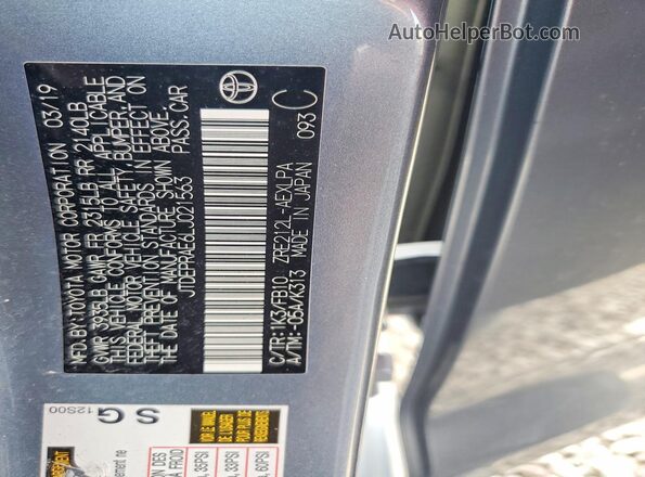 JTDEPRAE6LJ021563 2020 TOYOTA COROLLA Blue 