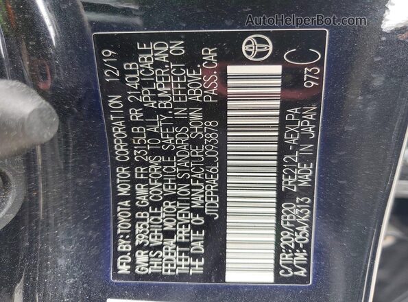 JTDEPRAE6LJ093878 2020 TOYOTA COROLLA Black 