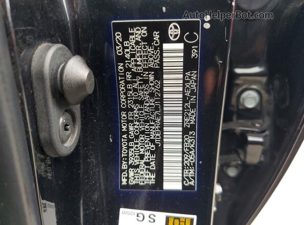JTDEPRAE7LJ112762 2020 TOYOTA COROLLA Black 
