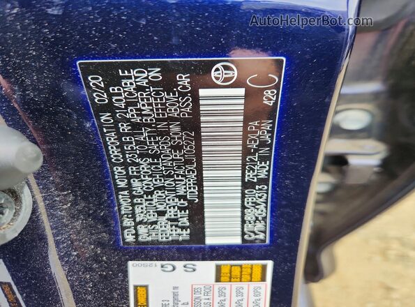 JTDEPRAEXLJ105272 2020 TOYOTA COROLLA Blue 