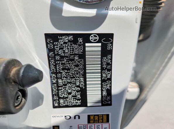JTDKAMFP1M3189263 2021 TOYOTA PRIUS White Vista del compartimento del motor