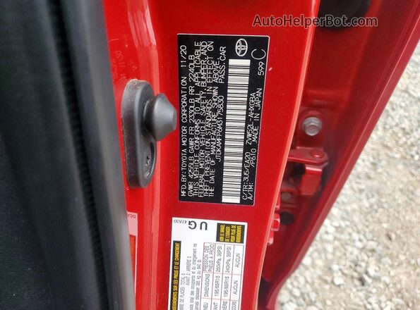 JTDKAMFP6M3175830 2021 TOYOTA PRIUS Red 