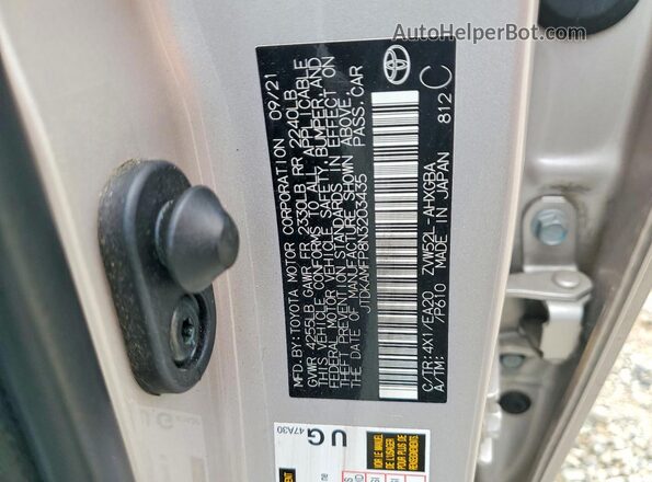 JTDKAMFP8N3203435 2022 TOYOTA PRIUS Silver ძრავის განყოფილების ხედი