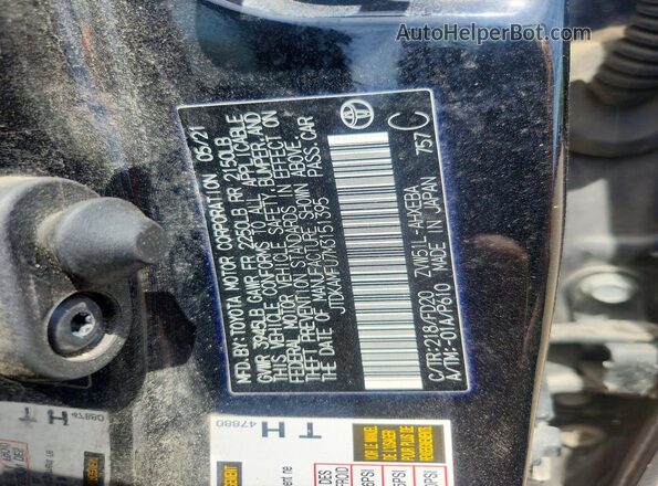 JTDKAMFU7M3151395 2021 TOYOTA PRIUS Black Engine compartment view