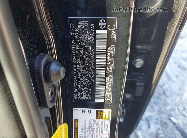 JTDKAMFUXN3168516 2022 TOYOTA PRIUS Черный 