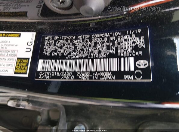 JTDKARFP1L3145341 2020 TOYOTA PRIUS PRIME Black Widok komory silnika