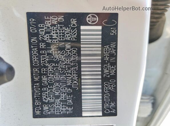 JTDKARFP3L3132090 2020 TOYOTA PRIUS White 