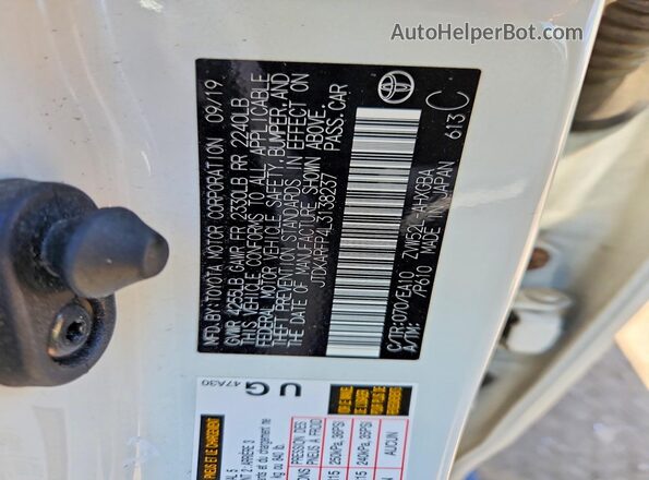 JTDKARFP4L3138237 2020 TOYOTA PRIUS White Շարժիչի բաժամունքի տեսք