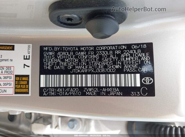 JTDKARFPXJ3087002 2018 TOYOTA PRIUS PRIME Black Engine compartment view