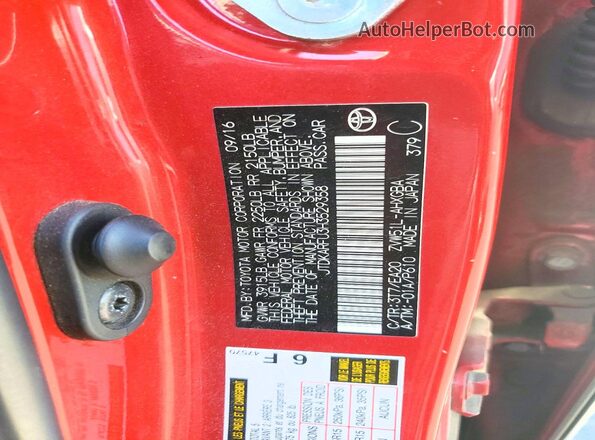 JTDKARFU3H3529358 2017 TOYOTA PRIUS Red Vista del compartimento del motor
