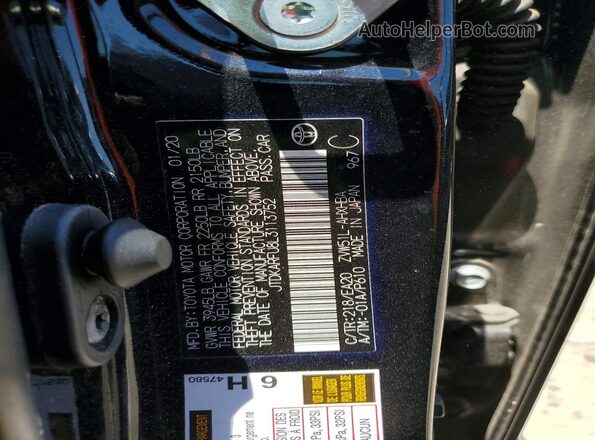 JTDKARFU8L3113752 2020 TOYOTA PRIUS Black VIN կոդի պիտակի տեսք