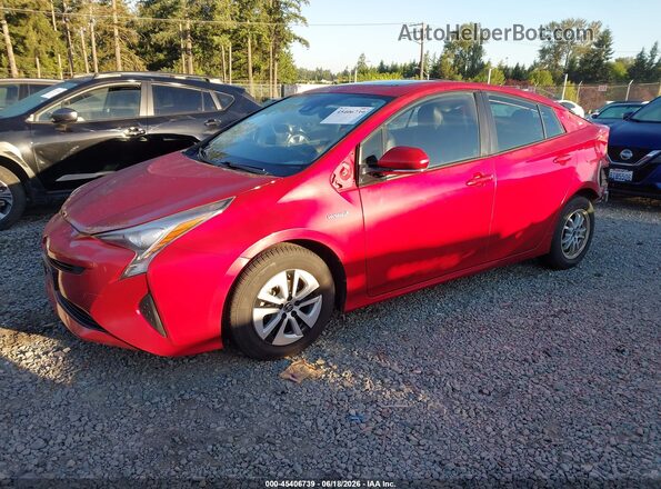 JTDKARFUXG3524625 2016 TOYOTA PRIUS Red წინა მარცხენა ხედი სამი მეოთხედიდან
