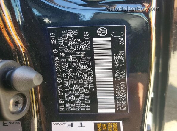 JTDL9RFU3L3014401 2020 TOYOTA PRIUS Black 