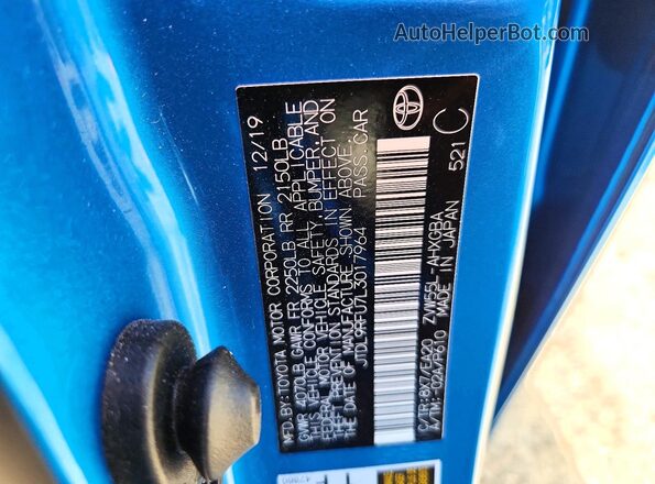 JTDL9RFU7L3017964 2020 TOYOTA PRIUS Blue 