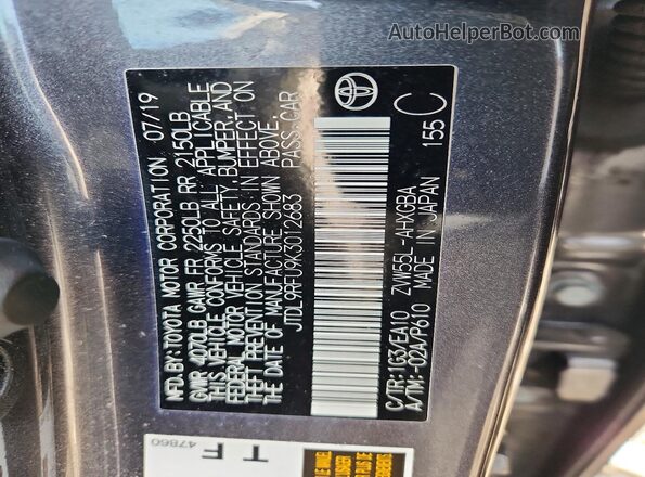 JTDL9RFU9K3012683 2019 TOYOTA PRIUS Black Widok komory silnika