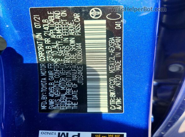 JTDS4MCE1NJ086044 2022 TOYOTA COROLLA Blue Engine compartment view