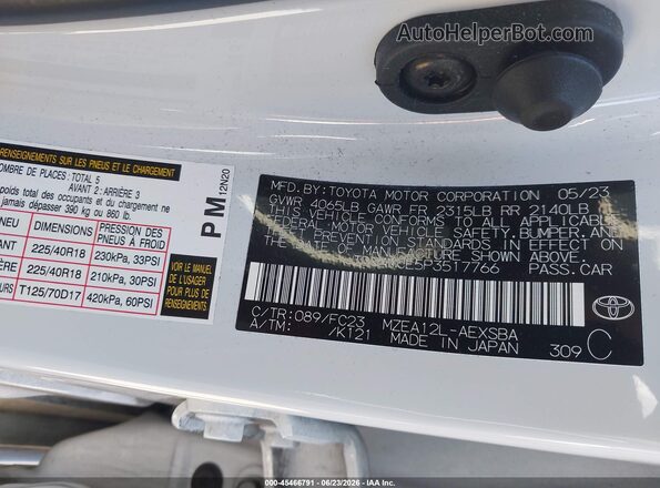 JTDS4MCE5P3517766 2023 TOYOTA COROLLA White Շարժիչի բաժամունքի տեսք