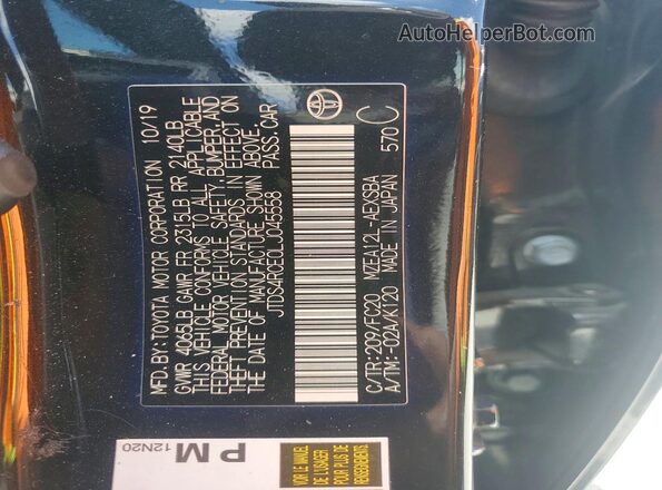JTDS4RCE0LJ045558 2020 TOYOTA COROLLA Черный 