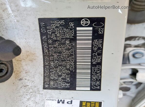 JTDS4RCE5LJ036712 2020 TOYOTA COROLLA White Widok komory silnika