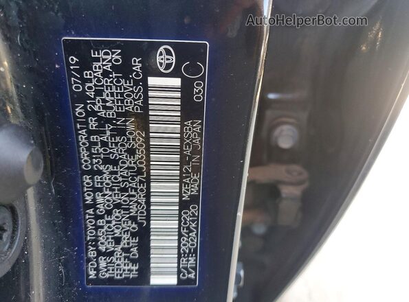 JTDS4RCE7LJ035092 2020 TOYOTA COROLLA Черный Вид подкапотного пространства