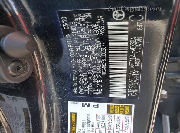 JTDS4RCE8LJ052077 2020 TOYOTA COROLLA Черный Вид наклейки с VIN-кодом
