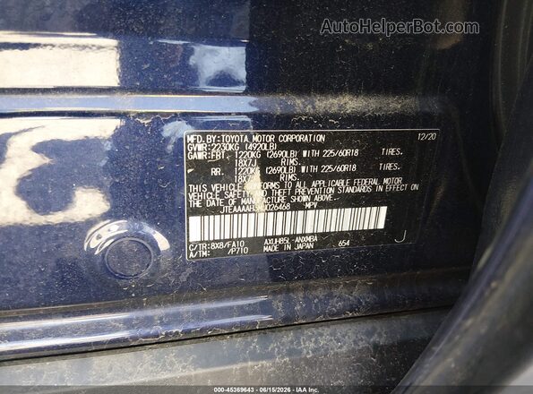 JTEAAAAH3MJ026468 2021 TOYOTA VENZA Blue ძრავის განყოფილების ხედი