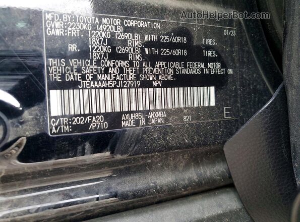 JTEAAAAH5PJ127919 2023 TOYOTA VENZA Black Widok naklejki z numerem VIN