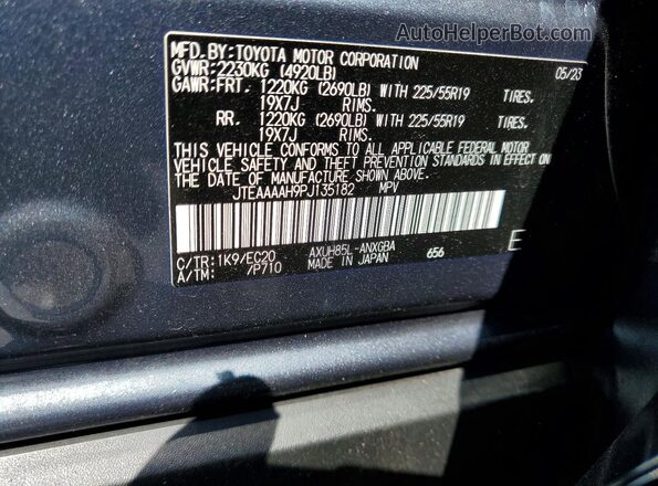 JTEAAAAH9PJ135182 2023 TOYOTA VENZA Gray VIN կոդի պիտակի տեսք