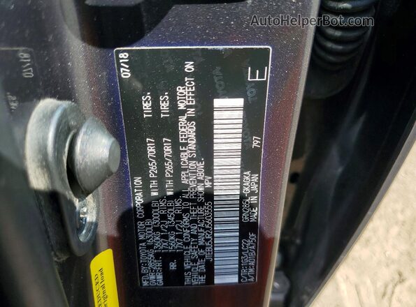 JTEBU5JR2J5603555 2018 TOYOTA 4RUNNER Gray VIN sticker view