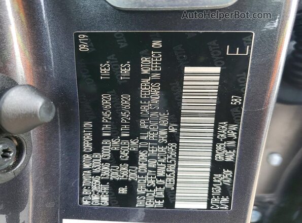 JTEBU5JR6L5756958 2020 TOYOTA 4RUNNER Gray Widok naklejki z numerem VIN