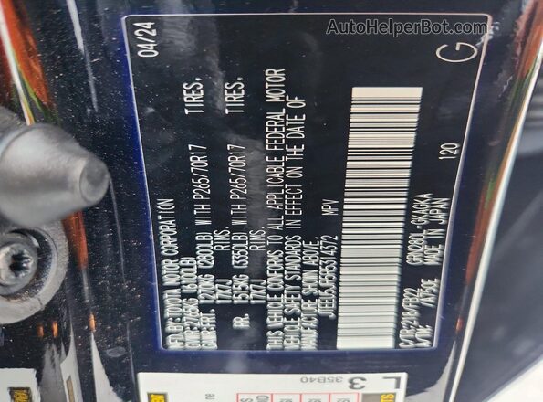 JTEEU5JR5R5314372 2024 TOYOTA 4RUNNER Black Вид наклейки з VIN-кодом