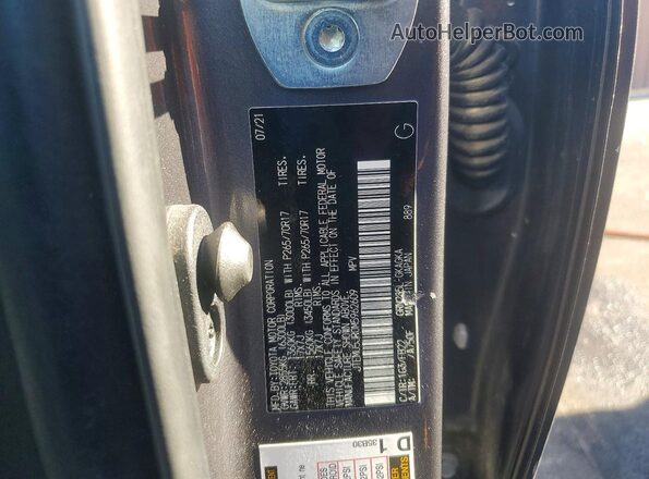 JTEMU5JR0M5962609 2021 TOYOTA 4RUNNER Gray Vista de la etiqueta del VIN
