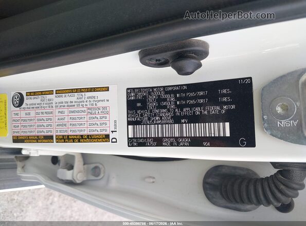 JTENU5JR4M5889880 2021 TOYOTA 4RUNNER White Vista del compartimento del motor