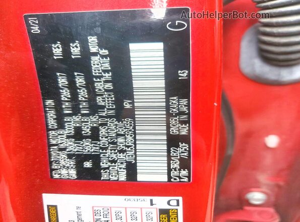 JTENU5JR8M5934559 2021 TOYOTA 4RUNNER Red Vista de la etiqueta del VIN