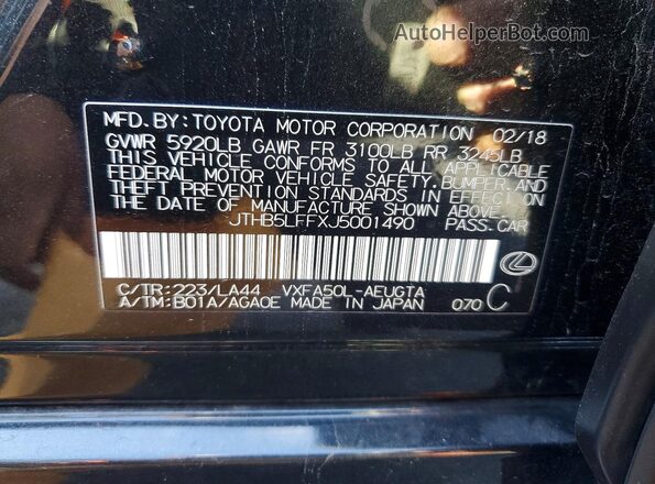 JTHB5LFFXJ5001490 2018 LEXUS LS Black Widok komory silnika